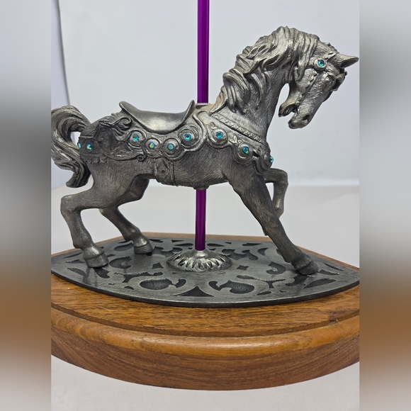 Michael Ricker American Carousel Horse Collection Pewter 306/750 On Wooden Stand - Picture 5 of 12